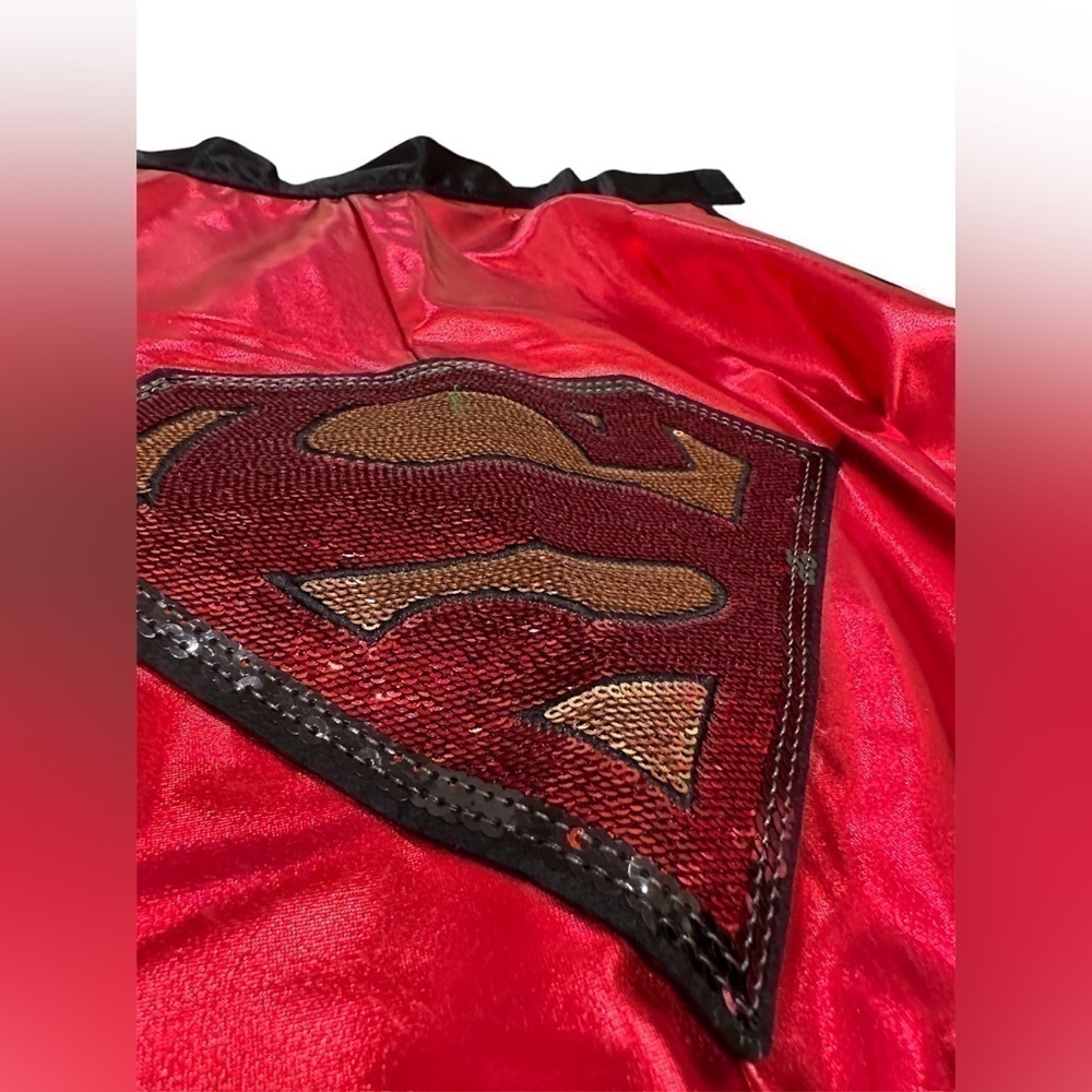 Superman Red Shimmery Shiny Cape with Superhero Logo on Back - Picture 2 of 10